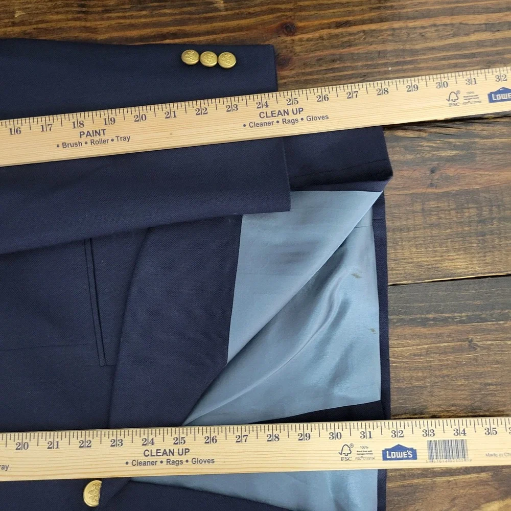 VTG Stafford Men's Sport Coat Blazer Two Button Navy Blue Polyester Wool 42R‎